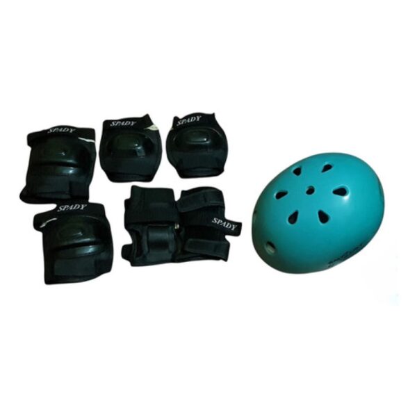 Casco Smart Infantil + Protecciones Codos -muñecas -rodillas Negro Y Celeste Xs / M (Usado)