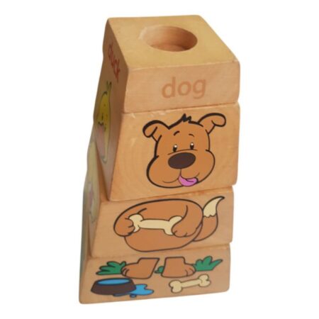 Torre Didáctica Encastre De Madera Animales Beige (Usado)