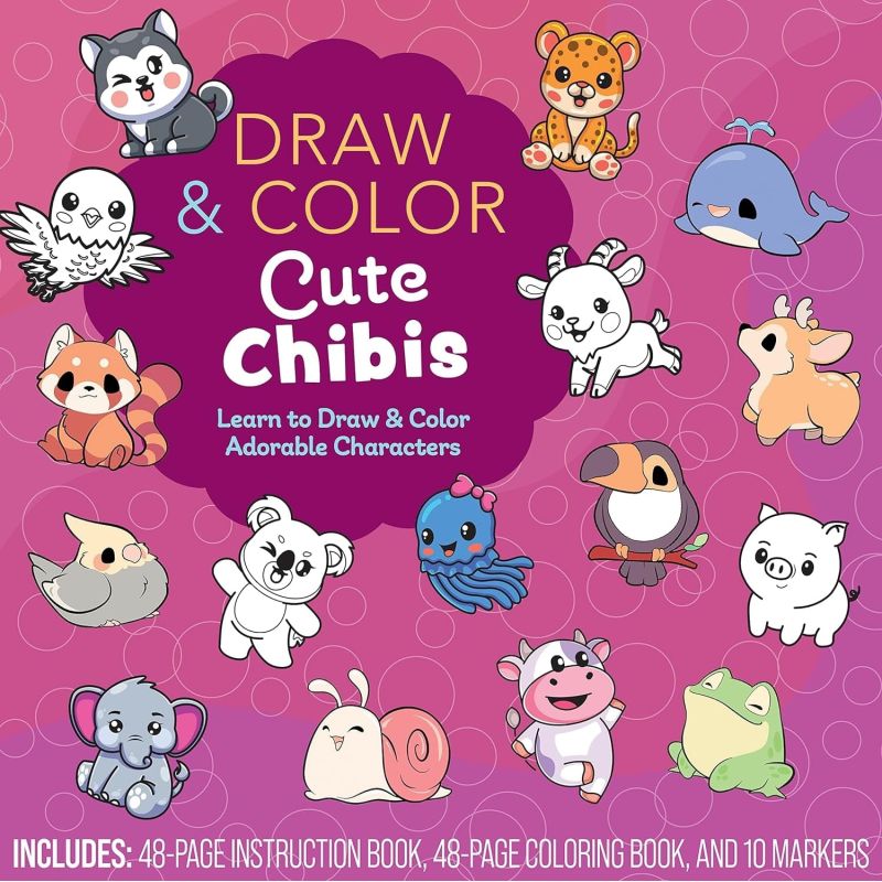 DRAW AND COLOR CUTE CHIBIS