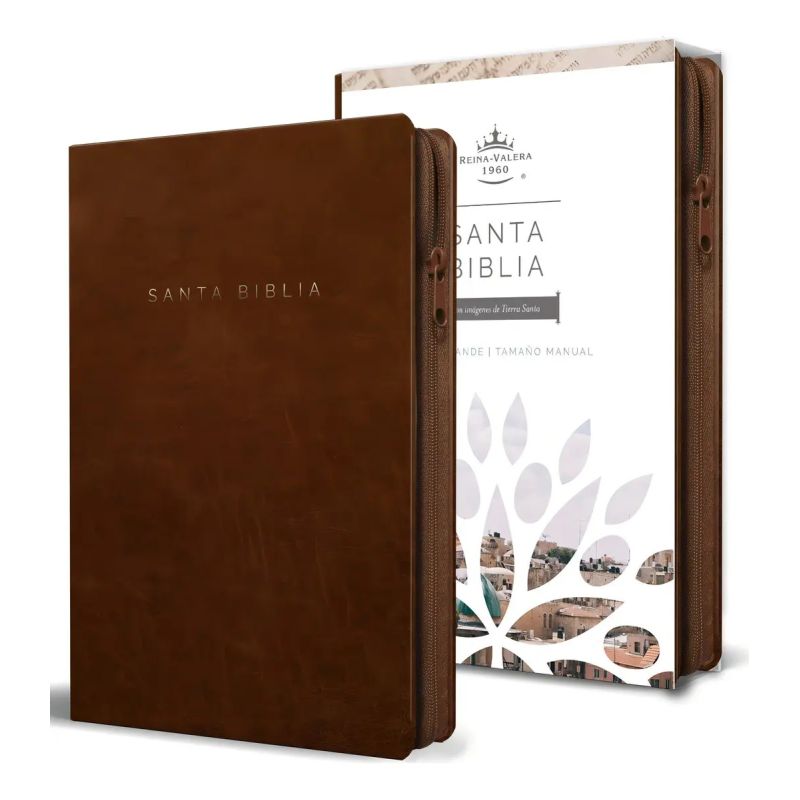 BIBLIA REINA VALERA 1960 LETRA GRANDE - SIMIL PIEL CANELA - CREMALLERA (Nuevo)