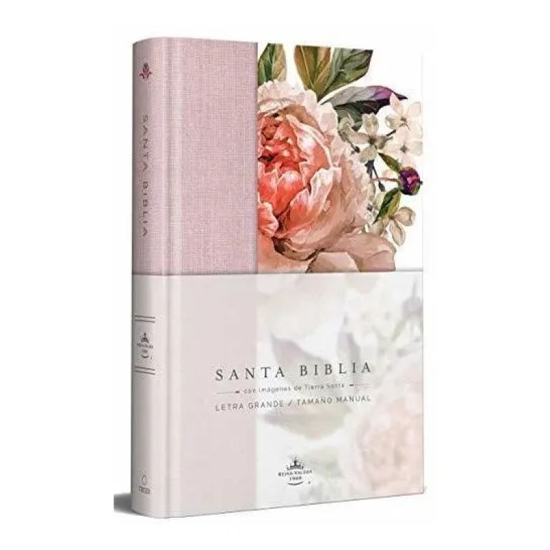 BIBLIA REINA VALERA 1960 LETRA GRANDE - TD TELA ROSADA CON FLORES (Nuevo)
