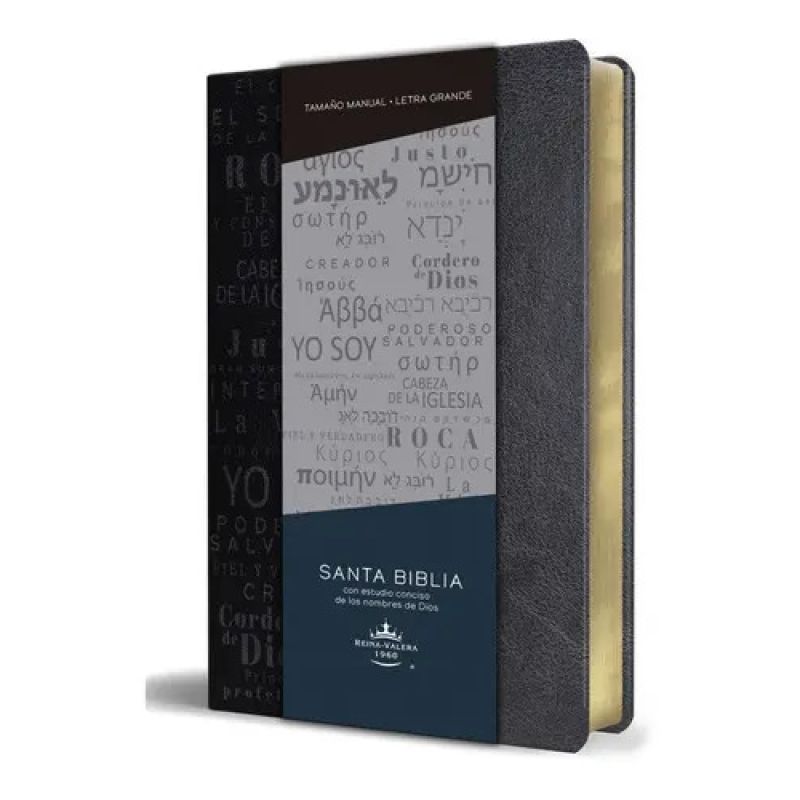 BIBLIA RVR 1960 LETRA GRANDE - SIMIL PIEL GRIS CON NOMBRES DE DIOS (Nuevo)
