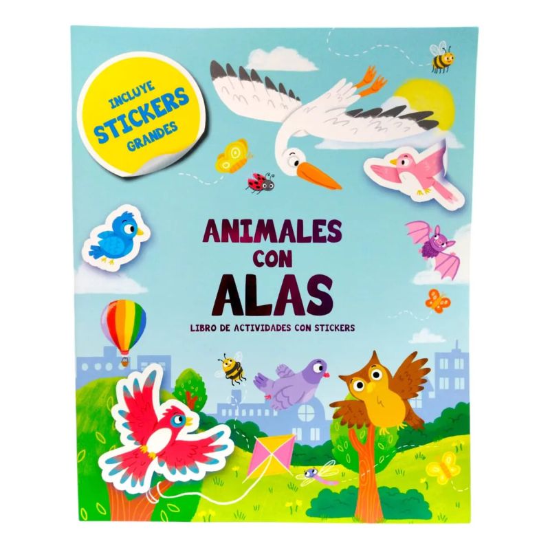 ANIMALES CON ALAS - LIBRO DE ACTIVIDADES CON STICKERS GRANDES (MAYUSCULA) (Nuevo)