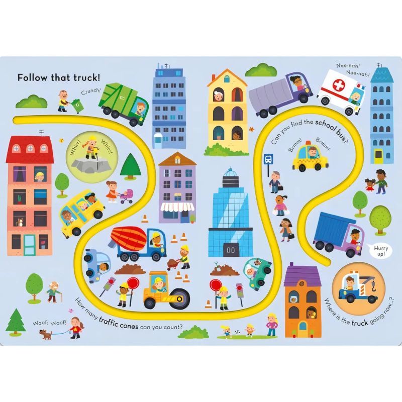 FOLLOW THAT TRUCK! - TRACE THE TRAILS - BOARD BOOK (Nuevo) - Miniatura 2