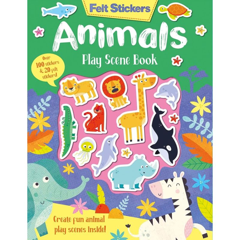 ANIMALS - FELT STICKERS - PLAY SCENE BOOK (Nuevo)