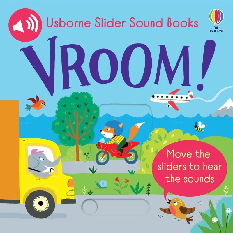 VROOM ! - USBORNE SLIDER SOUND BOOKS - BOARD BOOK (Nuevo)