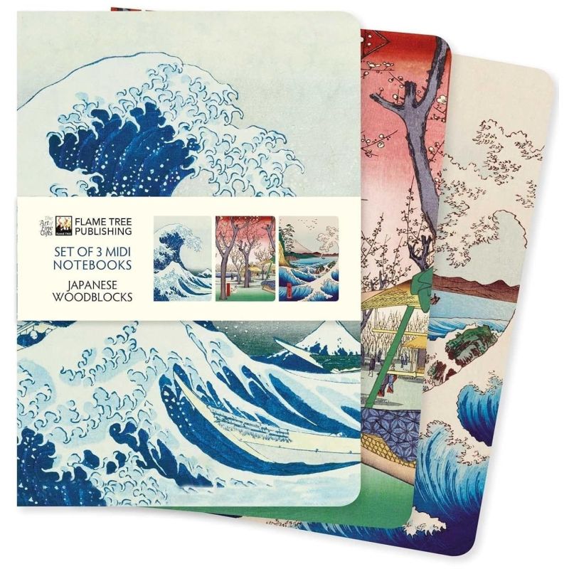 JAPANESE WOODBLOCKS - SET OF 3 MIDI NOTEBOOKS (Nuevo)
