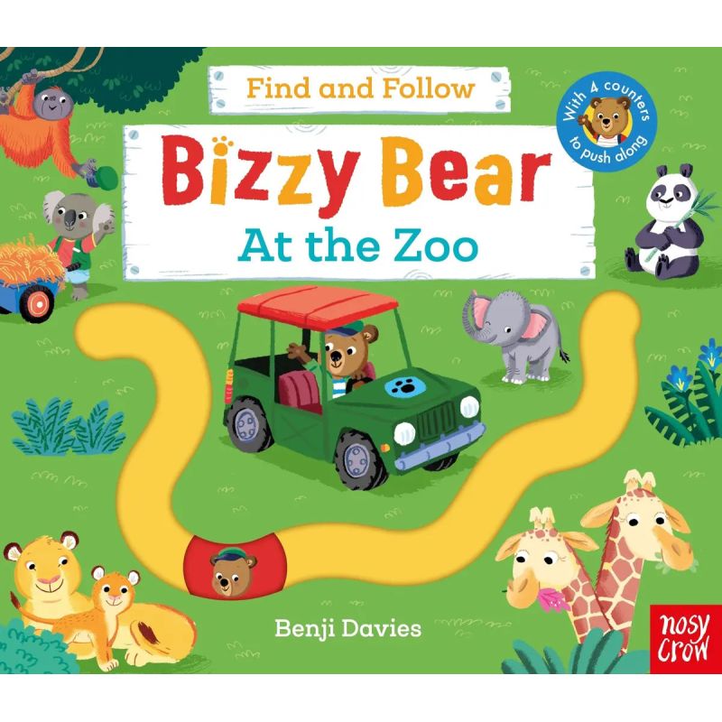 BIZZY BEAR: FIND AND FOLLOW AT THE ZOO - BOARD BOOK (Nuevo)