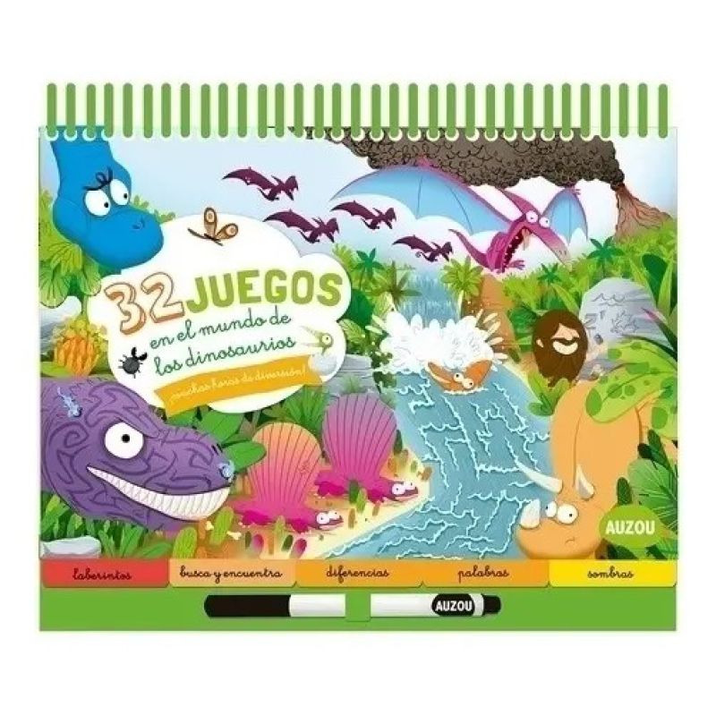32 JUEGOS EN EL MUNDO DE LOS DINOSAURIOS - BLOCS DE JUEGOS (CARTONE) (Nuevo)