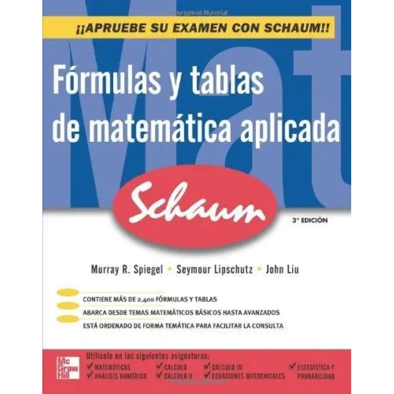 FORMULAS Y TABLAS DE MATEMATICA APLICADA 3/ED. (Nuevo)