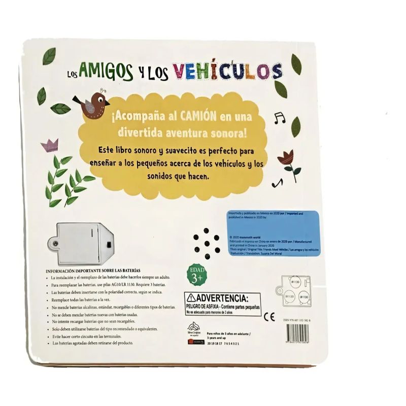 AMIGOS Y LOS VEHICULOS, LOS - 5 DIVERTIDOS BOTONES - LIBRO SONORO - CARTONE (Nuevo)