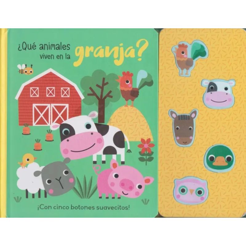 QUE ANIMALES VIVIEN EN LA GRANJA ? - BUTTON SOUND - LIBRO CON SONIDOS (Nuevo)