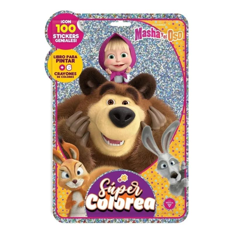 MASHA Y EL OSO - FLOW PACK SUPER COLOREA + 100 STICKERS (Nuevo)