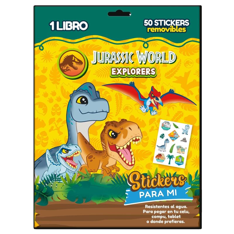 JURASSIC WORLD EXPLORER - SOBRE PINTA Y PEGA - LIBRO + STICKERS (Nuevo)