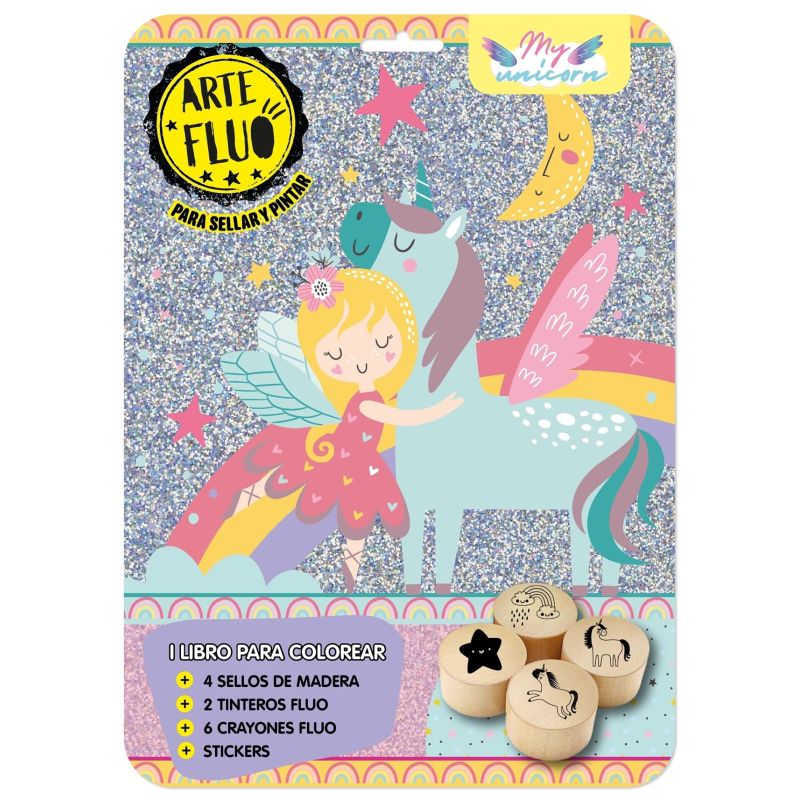 FLOW PACK ARTE FLUO SELLOS - UNICORNIOS (Nuevo)