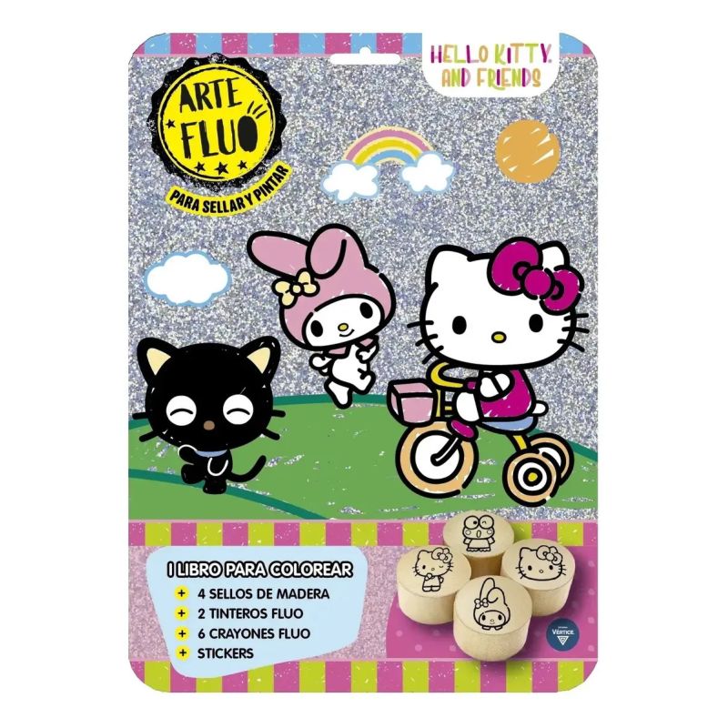 FLOW PACK ARTE FLUO SELLOS - HELLO KITTY &amp; FRIENDS (Nuevo)