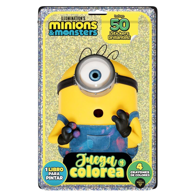 MINIONS &amp; MONSTERS - JUEGA Y COLOREA + 50 STICKER BRILLANTES (Nuevo)
