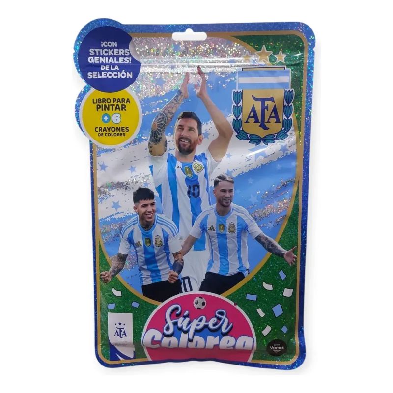 SUPER COLOREA - FLOW PACK - LIBRO PARA PINTAR + CRAYONES + STICKERS - AFA (Nuevo)