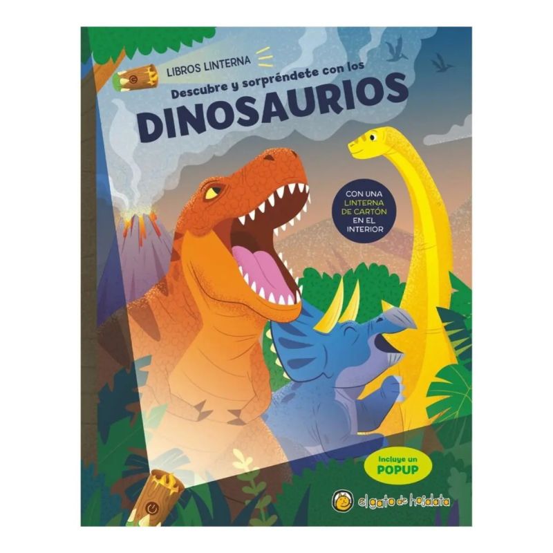 DESCUBRE Y SORPRENDETE CON LOS DINOSAURIOS - LIBRO LINTERNA - POPUP (Nuevo)