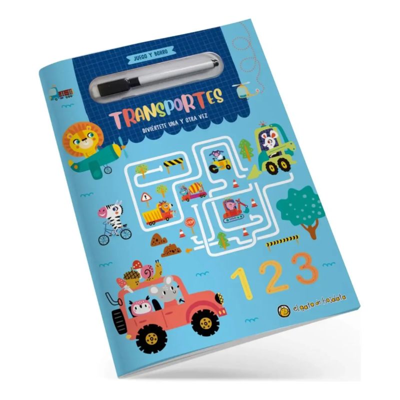 TRANSPORTES - JUEGO Y BORRO - CARTONE (Nuevo) - Miniatura 2