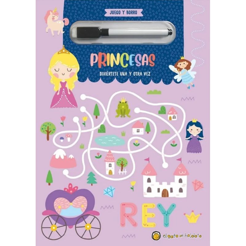 PRINCESAS - JUEGO Y BORRO - CARTONE (Nuevo)