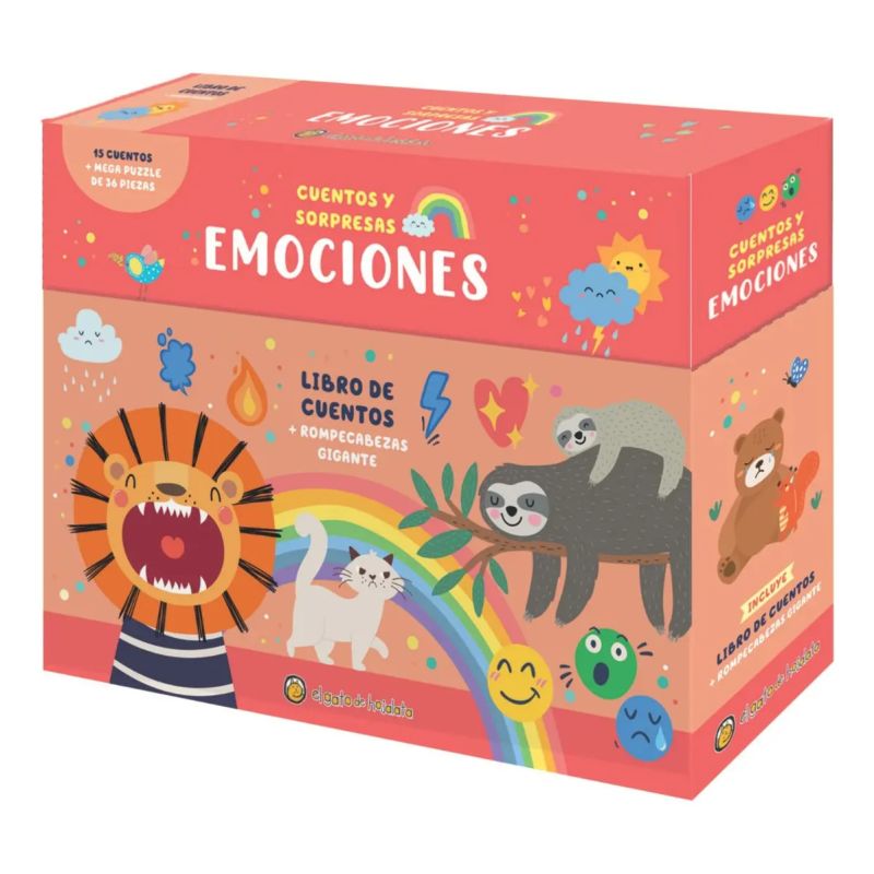 EMOCIONES - CUENTOS Y SORPRESAS - 15 CUENTOS + MEGA PUZZLE DE 36 PIEZAS (Nuevo)