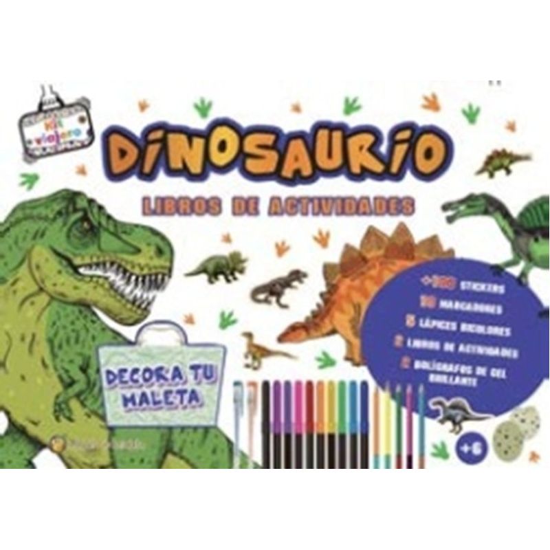 DINOSAURIOS - LIBROS DE ACTIVIDADES - DECORA TU MALETA - KIT VIAJERO (Nuevo)