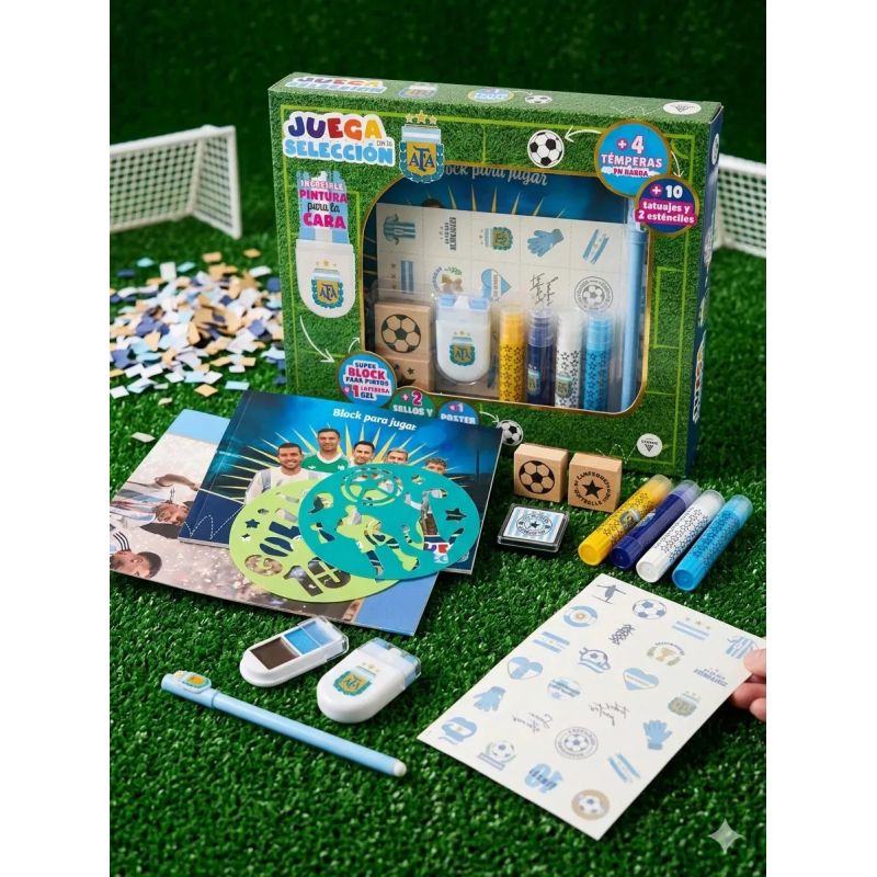 JUEGA CON LA SELECCION - CAJA CON ACTIVIDADES - BLOCK PARA PINTAR - AFA (Nuevo)