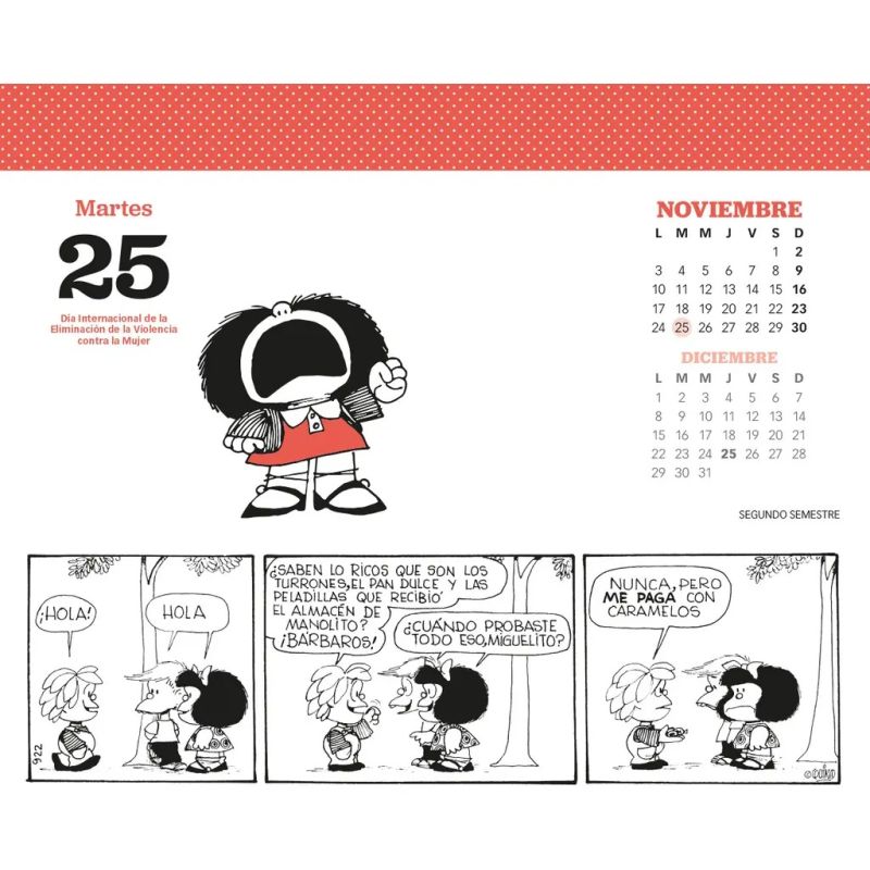 CALENDARIO 2025 MAFALDA ESCRITORIO TURQUESA (Nuevo) - Miniatura 2