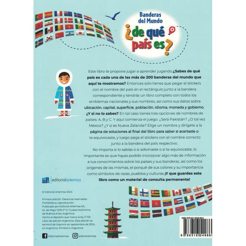 BANDERAS DEL MUNDO - DE QUE PAIS ES? - CON STICKERS (Nuevo) - Miniatura 3