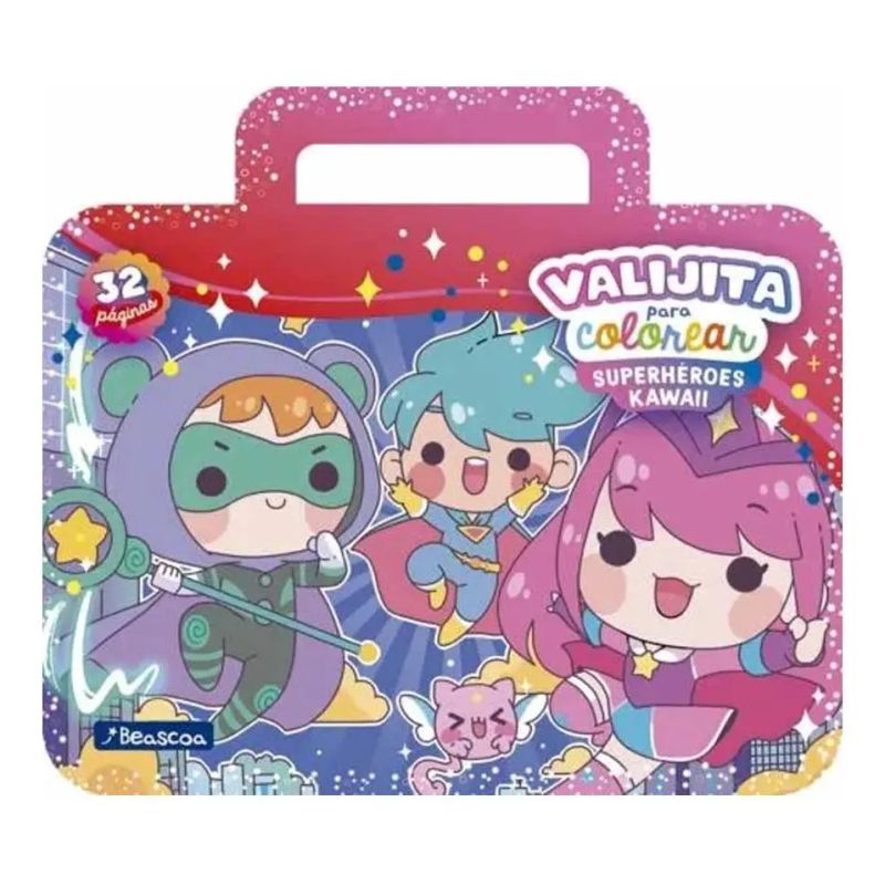 SUPERHEROES KAWAII - VALIJITA PARA COLOREAR (Nuevo)