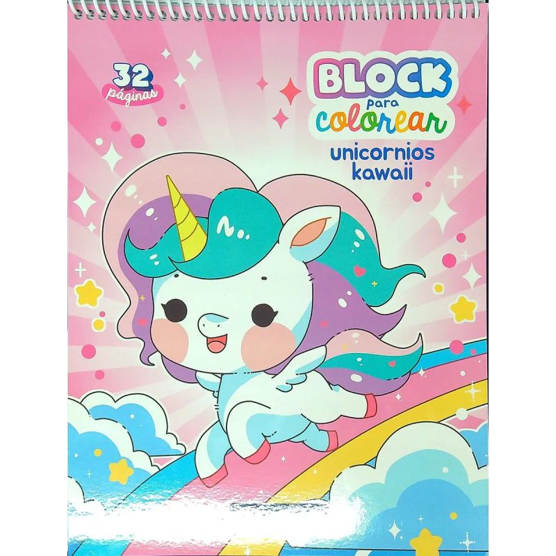 BLOCK PARA COLOREAR - UNICORNOS KAWAII (Nuevo)