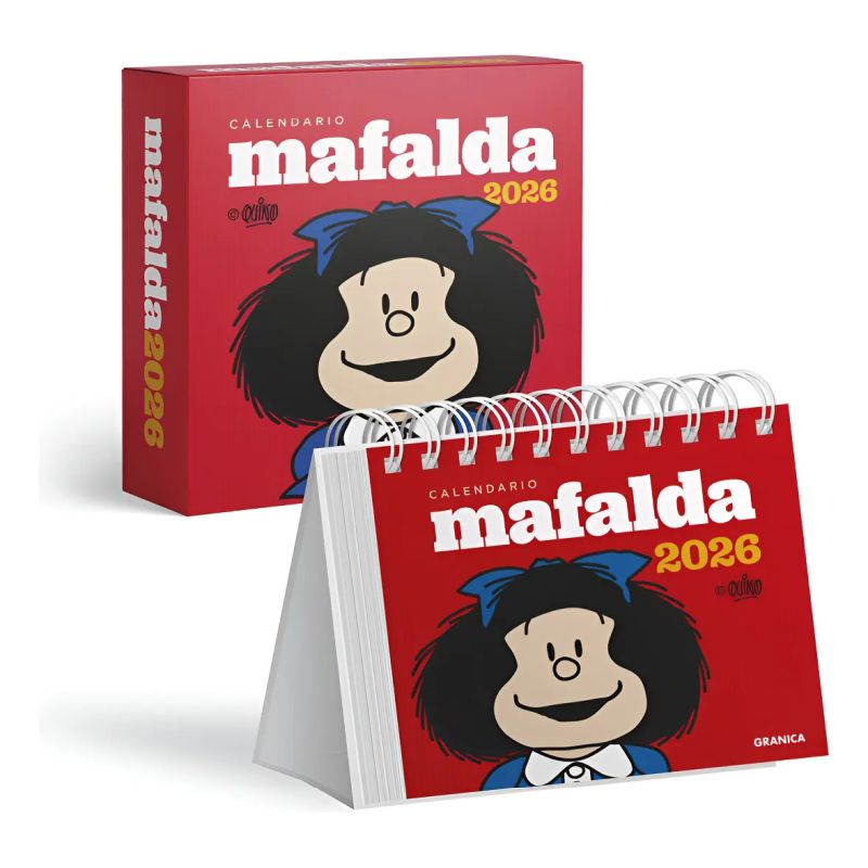 CALENDARIO 2026 MAFALDA ESCRITORIO CON CAJA - ROJO (Nuevo)