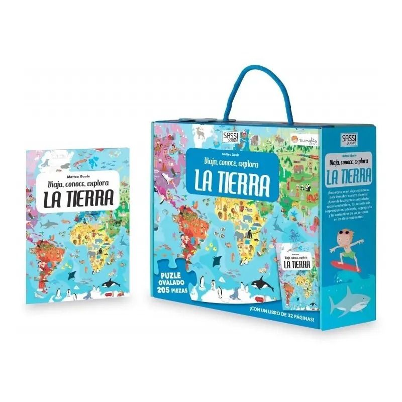 TIERRA, LA - LIBRO + VIAJA APRENDE EXPLORA - PUZLE OVAL 205 PIEZAS (Nuevo)