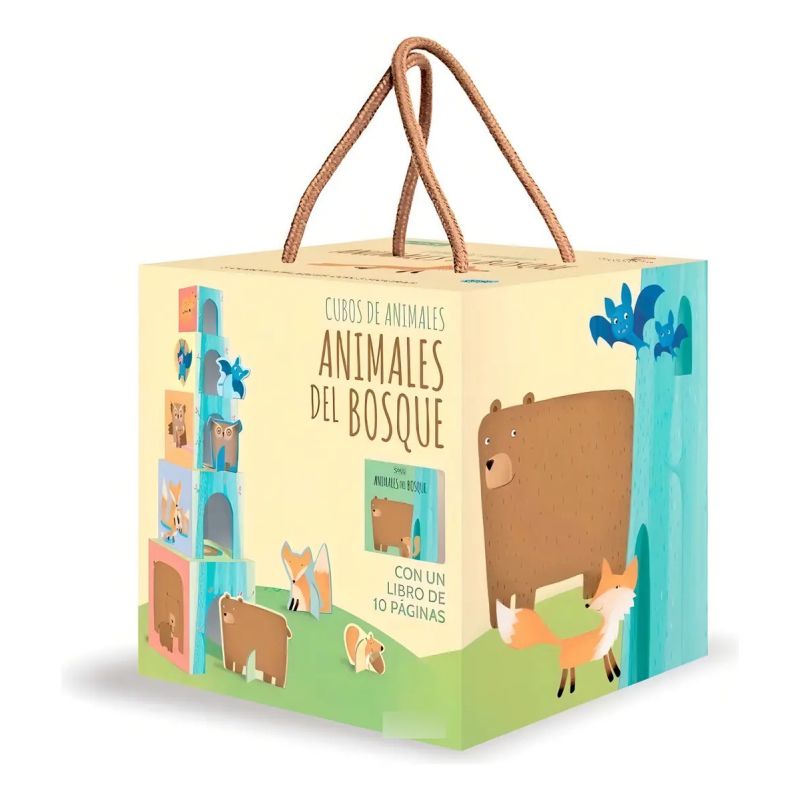 ANIMALES DEL BOSQUE - CUBOS DE ANIMALES - LIBRO + CUBOS + FIGURAS DE ANIMALES (Nuevo)