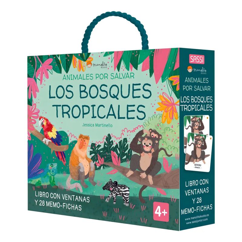 BOSQUES TROPICALES, LOS - ANIMALES POR SALVAR - LIBRO + MEMO-FICHAS (Nuevo)