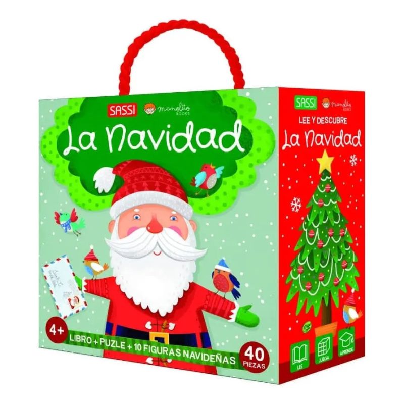 NAVIDAD - LIBRO + PUZLE + 10 FIGURAS NAVIDEÑAS (Nuevo)