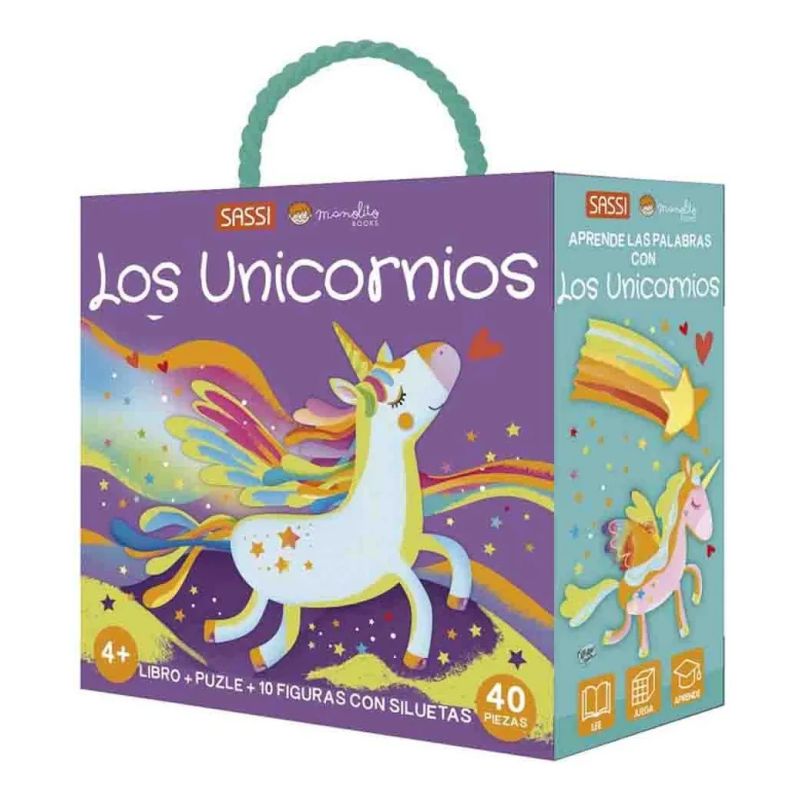 UNICORNIOS, LOS - LIBRO + PUZLE + 10 FIGURAS CON SILUETAS (Nuevo) - Miniatura 2
