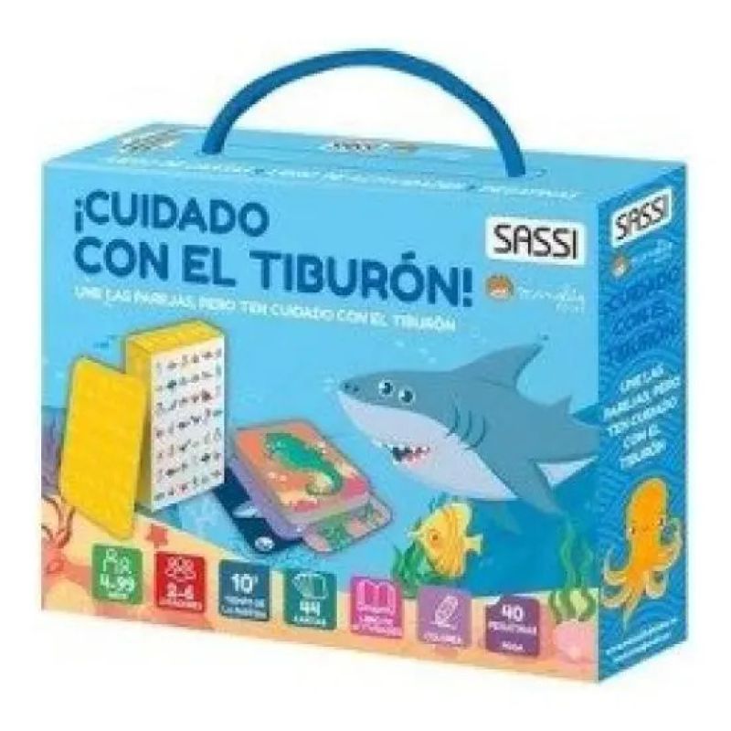 CUIDADO CON EL TIBURON! - JUEGO DE CARTAS + LIBRO DE ACTIVIDADES + PEGATINAS (Nuevo)