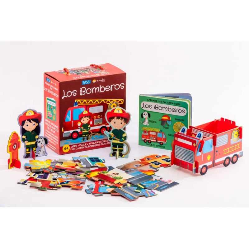 BOMBEROS - LIBRO + PUZLE + 10 FIGURAS (Nuevo)
