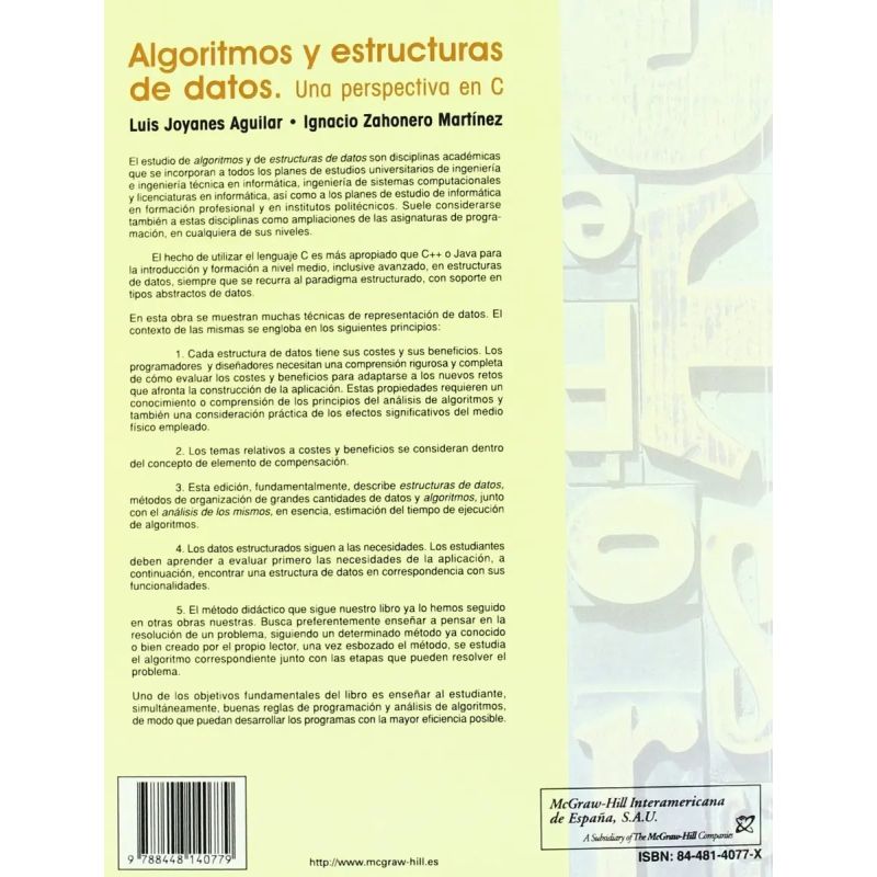 ALGORITMOS Y ESTRUCTURAS DE DATOS:UNA PERESPECTIVA EN C 1/E (Nuevo) - Miniatura 2