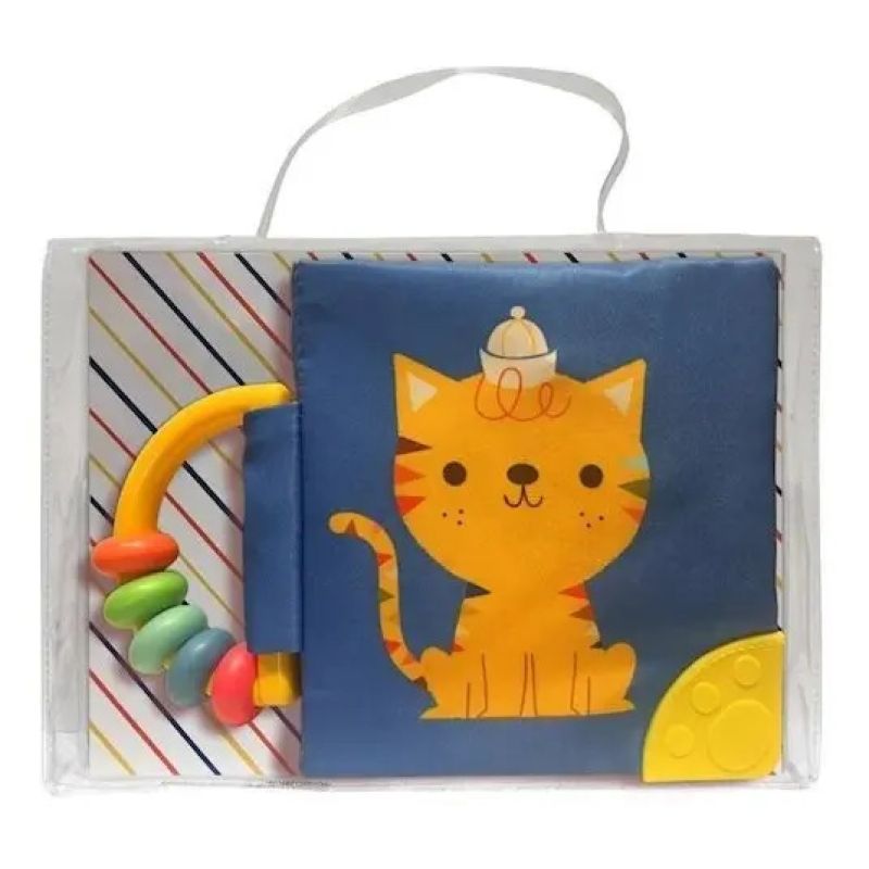 MI LIBRO SUAVE CON SONAJERO Y MORDILLO - GATO (Nuevo)