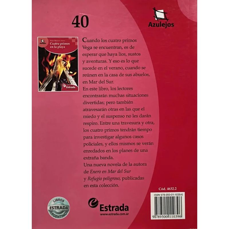CUATRO PRIMOS EN LA PLAYA *- AZULEJOS ROJO - Miniatura 2