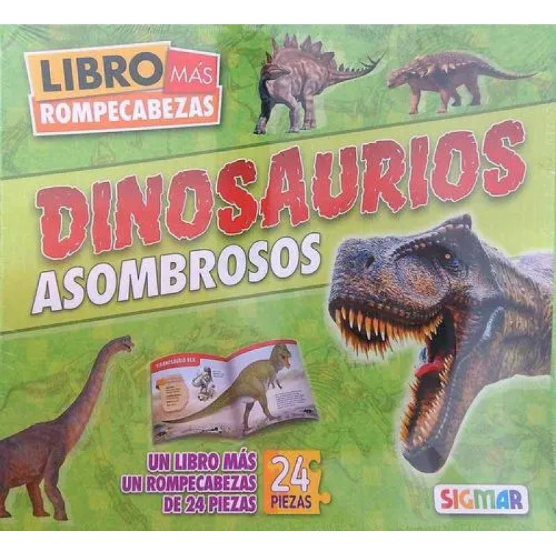 DINOSAURIOS ASOMBROSOS - LIBRO + ROMPECABEZAS (Nuevo)