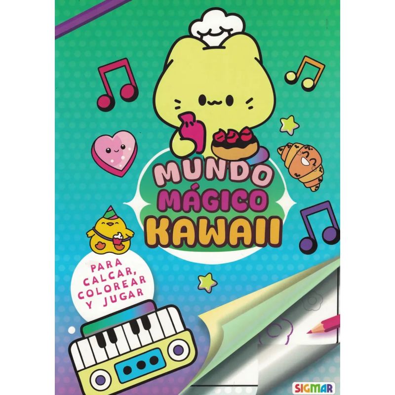 MUNDO MAGICO KAWAII - PARA CALCAR, COLOREAR Y JUGAR (Nuevo)