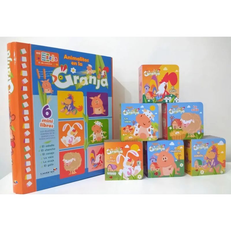 ANIMALITOS EN LA GRANJA - 6 MINI LIBROS - MI CAJA DE CUENTOS (CARTONE) (Nuevo)