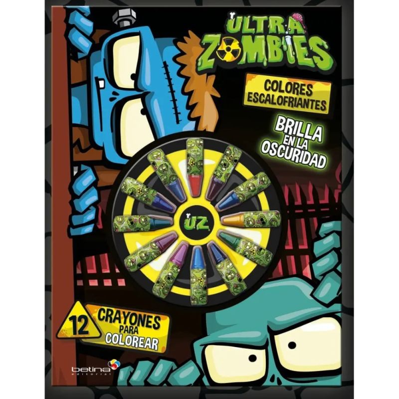 ULTRA ZOMBIES RUEDA DE COLORES ESCALOFRIANTES - BRILLA EN LA OSCURIDAD - 12 CRAYONES (Nuevo)