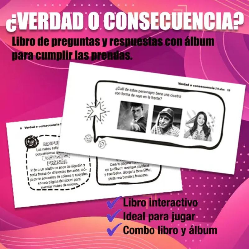 VERDAD O CONSECUENCIA 7/8 AÑOS + ALBUM (Nuevo) - Miniatura 2