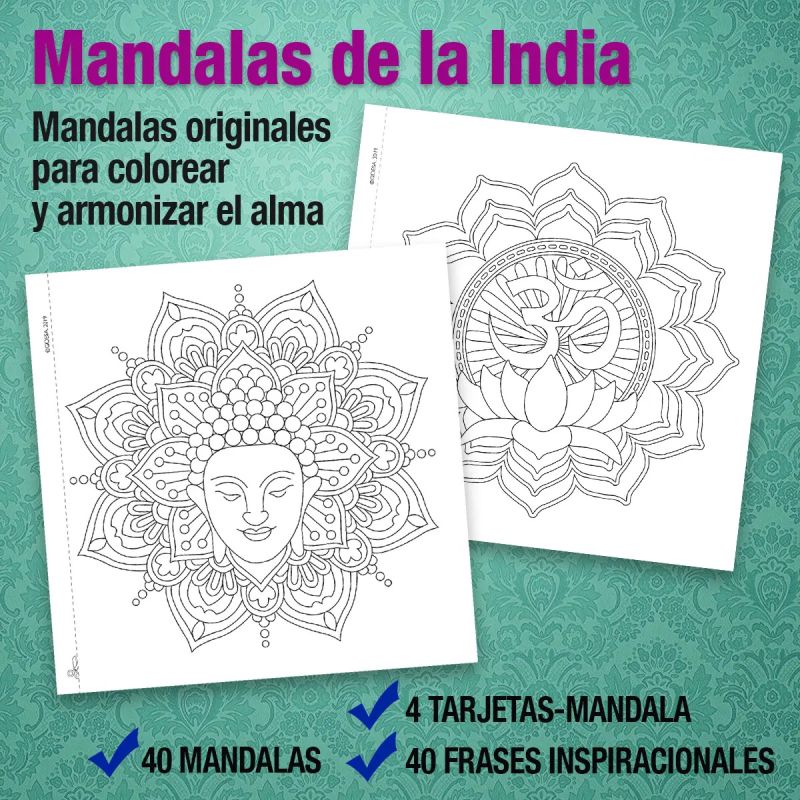 MANDALAS DE LA INDIA PARA MEDITAR - ARTETERAPIA (Nuevo) - Miniatura 3