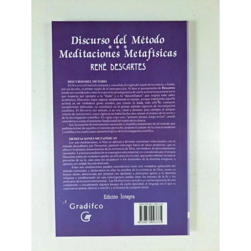 DISCURSO DEL METODO / MEDITACIONES METAFISICAS - PENSADORES UNIVERSALES (Nuevo) - Miniatura 3